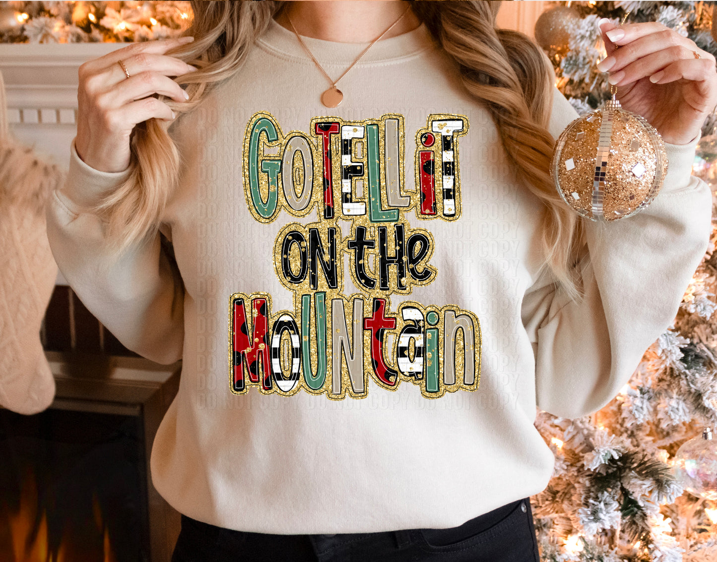 Go Tell It On A Mountain Striped/Tan DTF Transfer