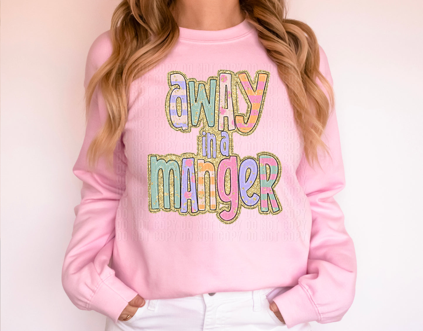 Away In A Manger Pastel/Gold DTF Transfer