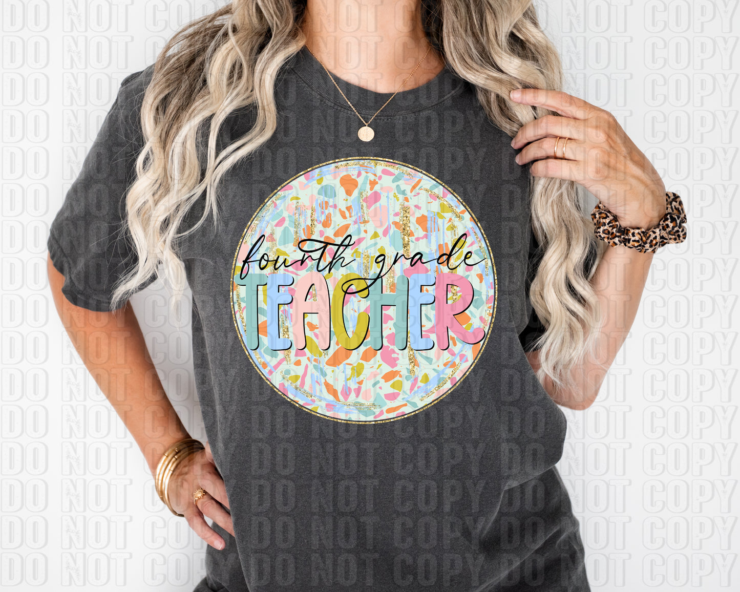 Terrazzo Circle Fourth Grade Teacher DTF Transfer
