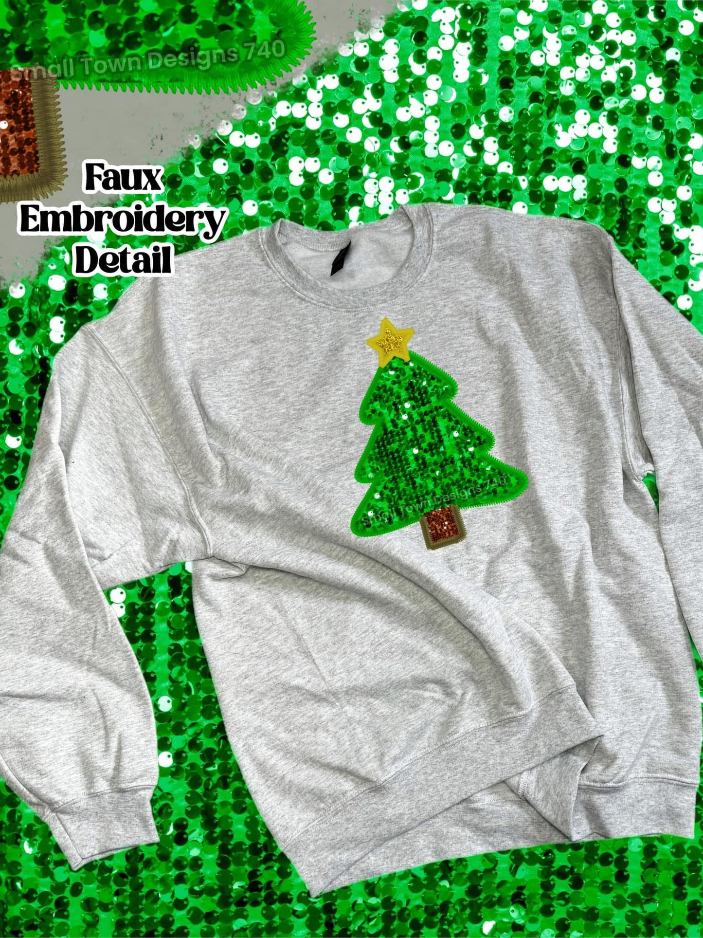 Christmas Tree Faux Embroidery DTF Transfer