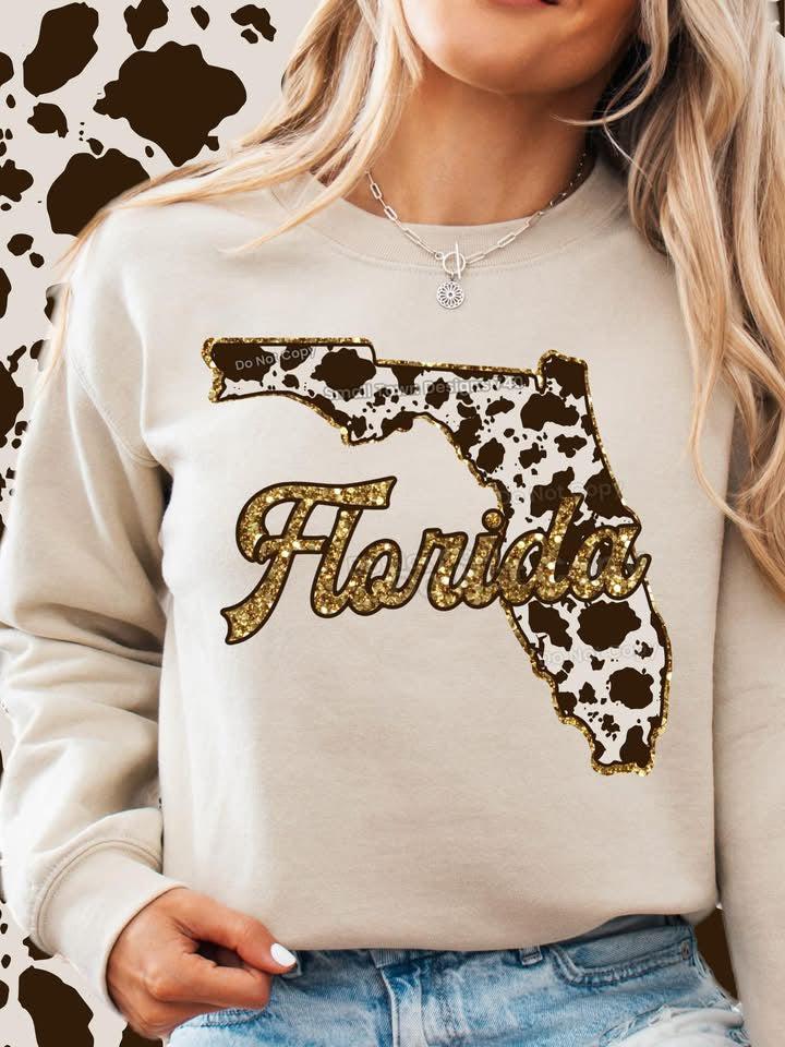 Florida Cowhide State DTF Transfer
