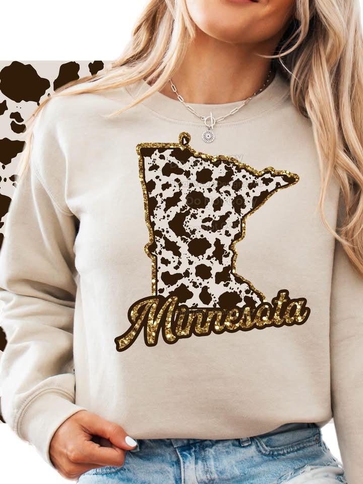 Minnesota Cowhide State DTF Transfer