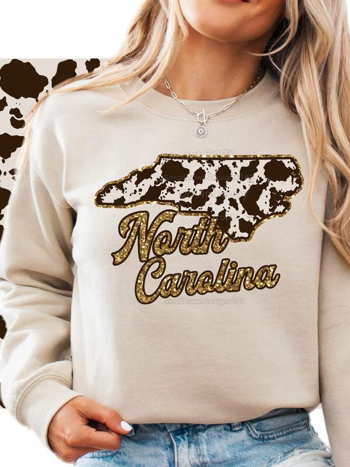 North Carolina Cowhide State DTF Transfer