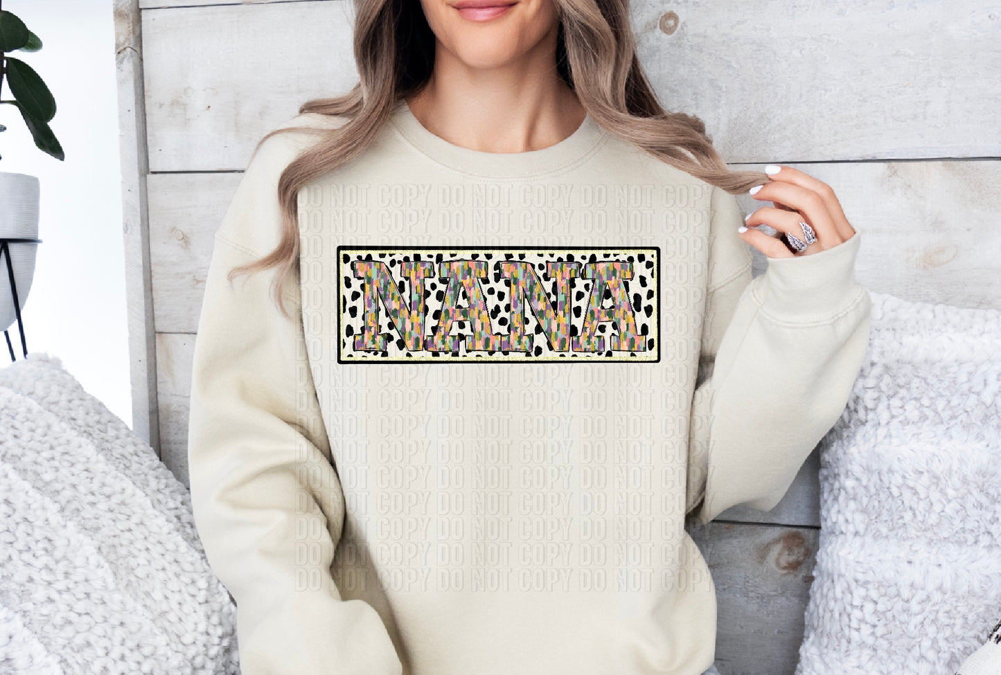 Nana Brushstroke Dot Name Plate DTF Transfer