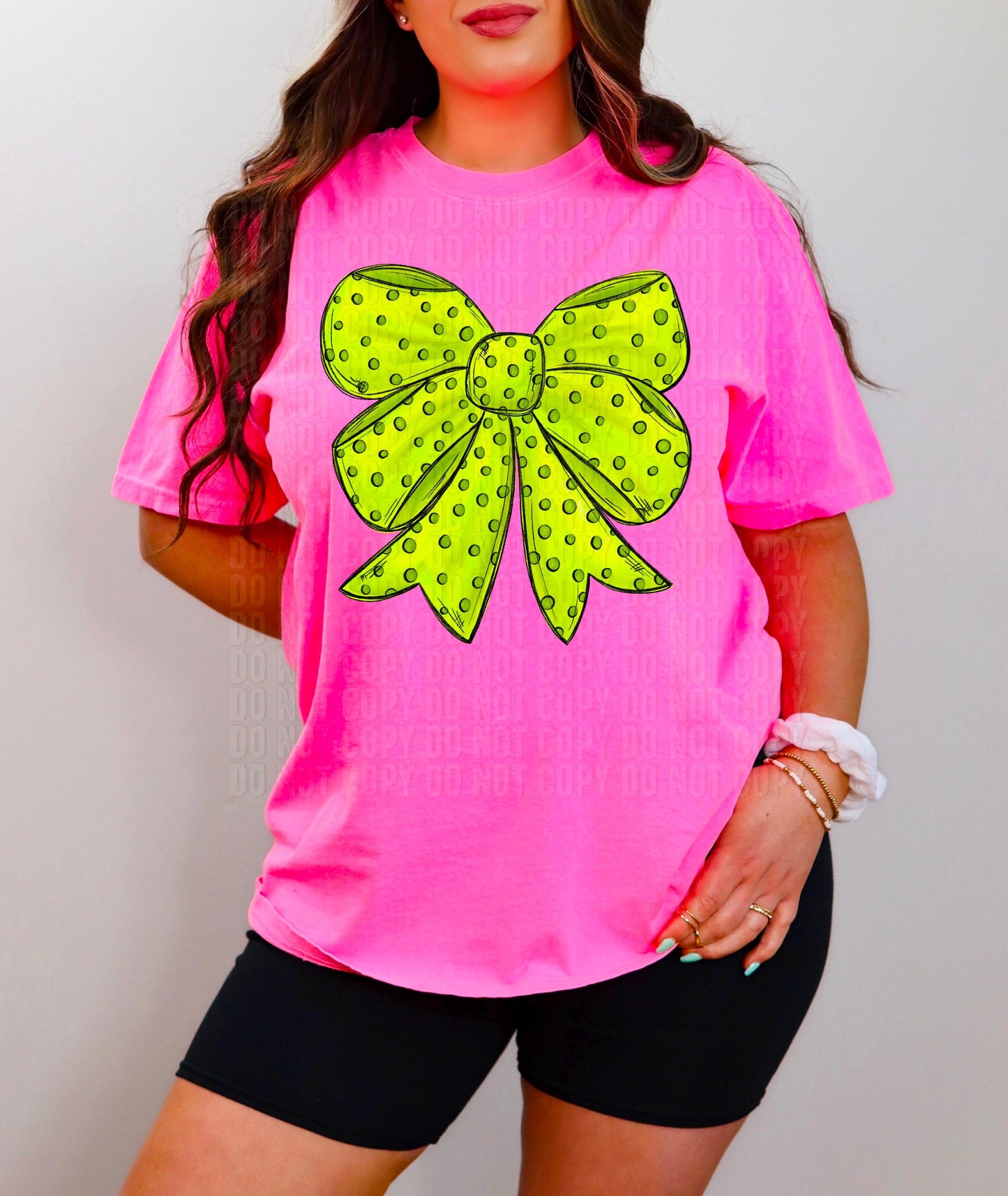 Neon Green Dots Coquette Bow DTF Transfer