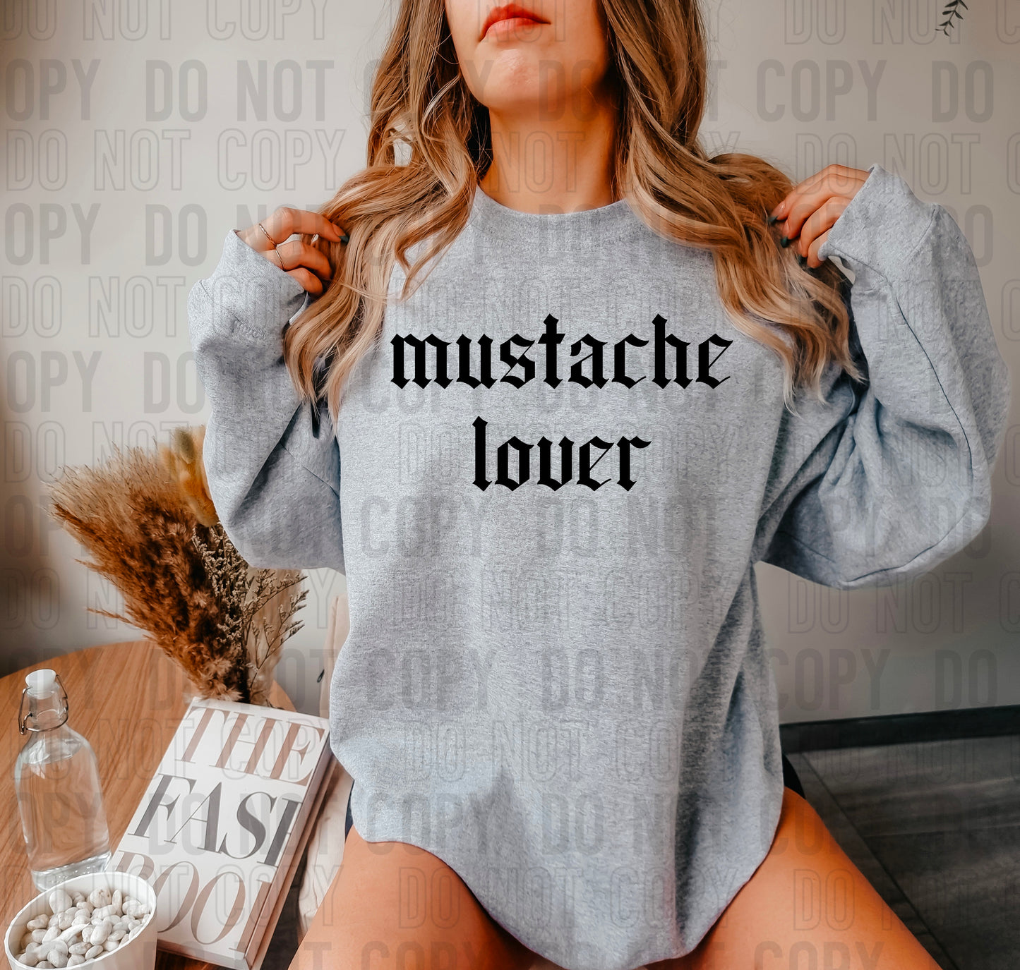 Mustache Lover Black Font DTF Transfer