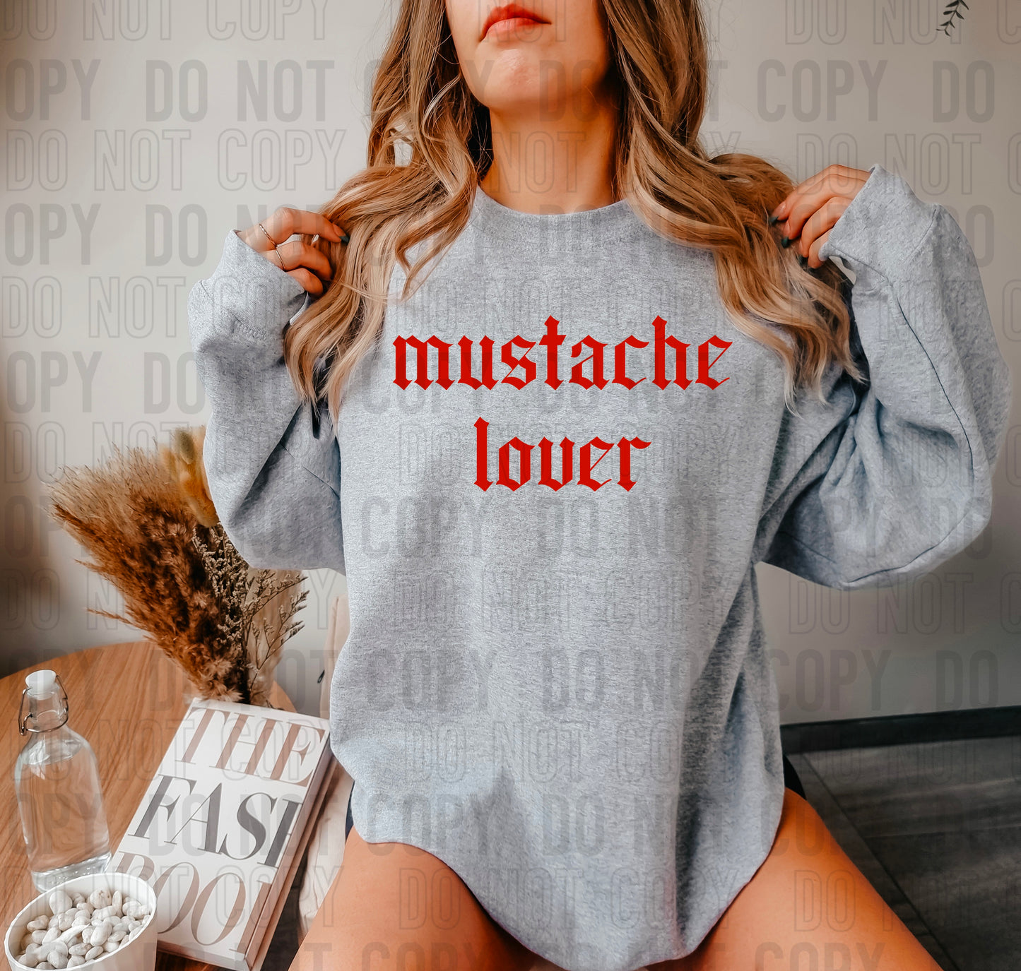 Mustache Lover Red Font DTF Transfer