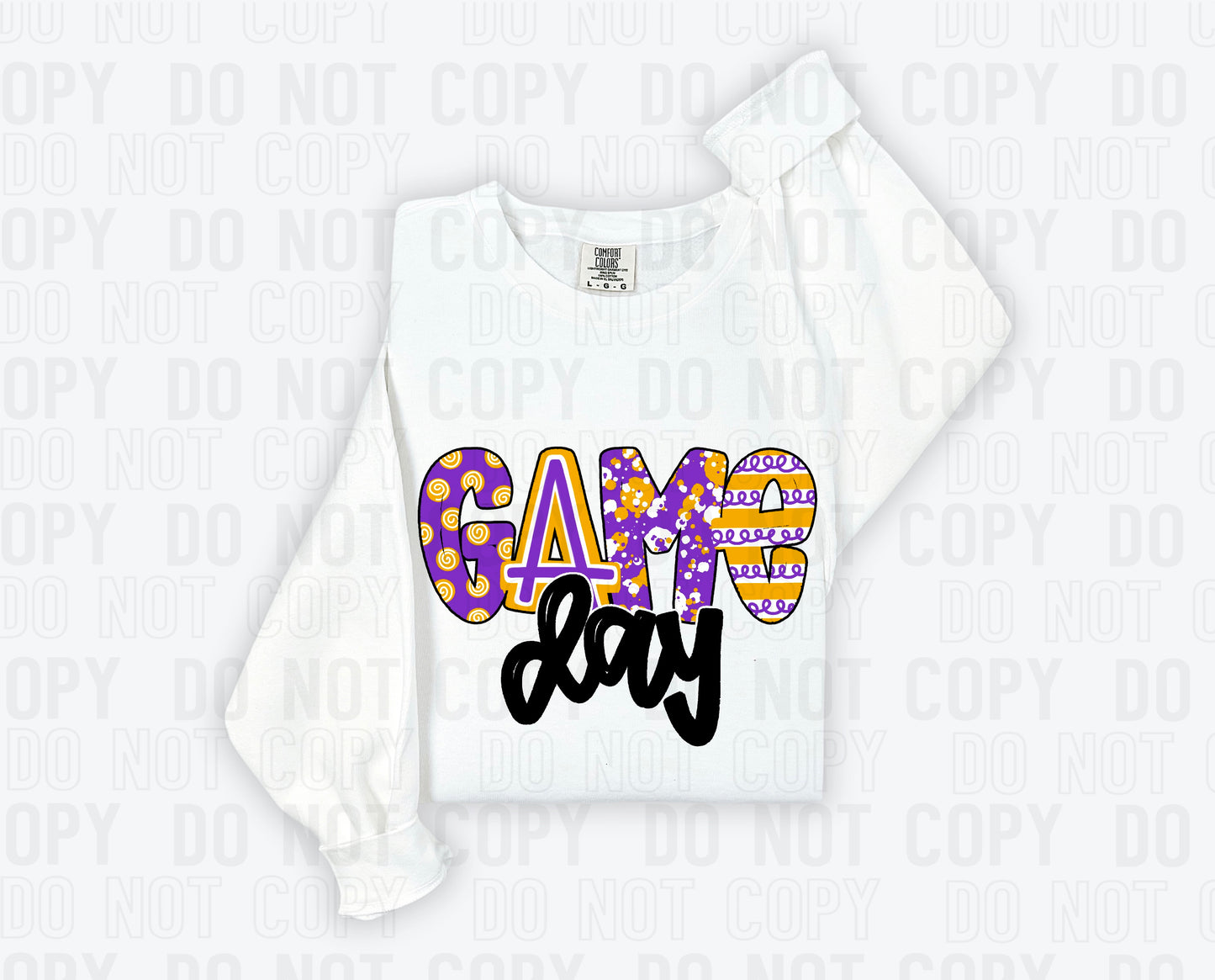 Game Day Purple Yellow Sports Doodle DTF Transfer