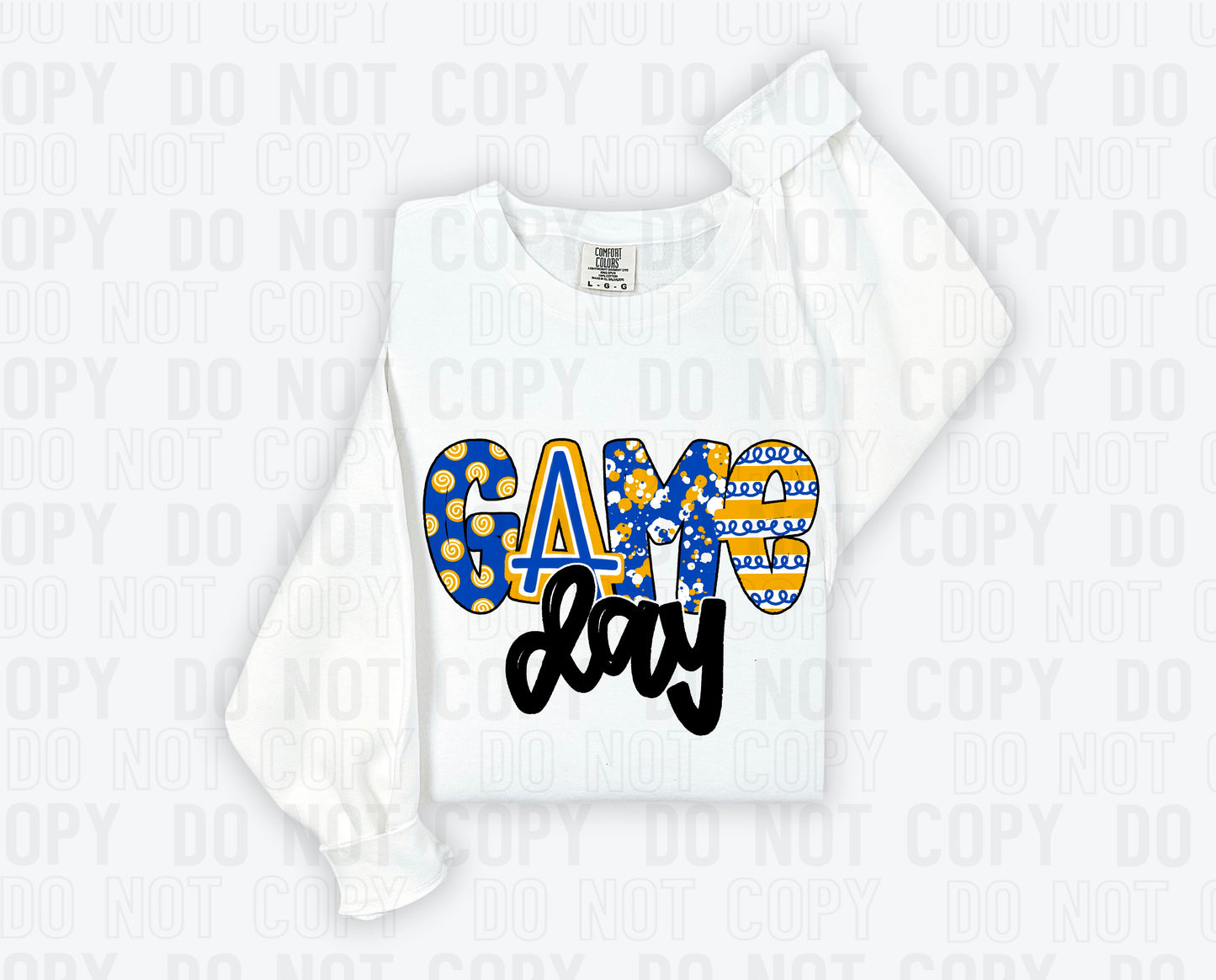 Game Day Blue Yellow Sports Doodle DTF Transfer