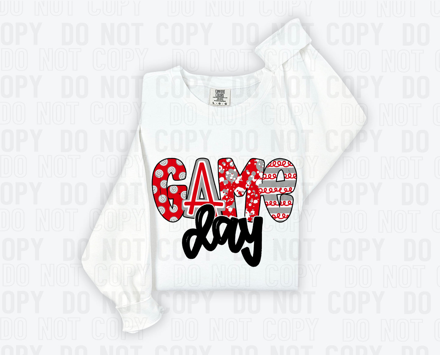 Game Day Red Grey Sports Doodle DTF Transfer