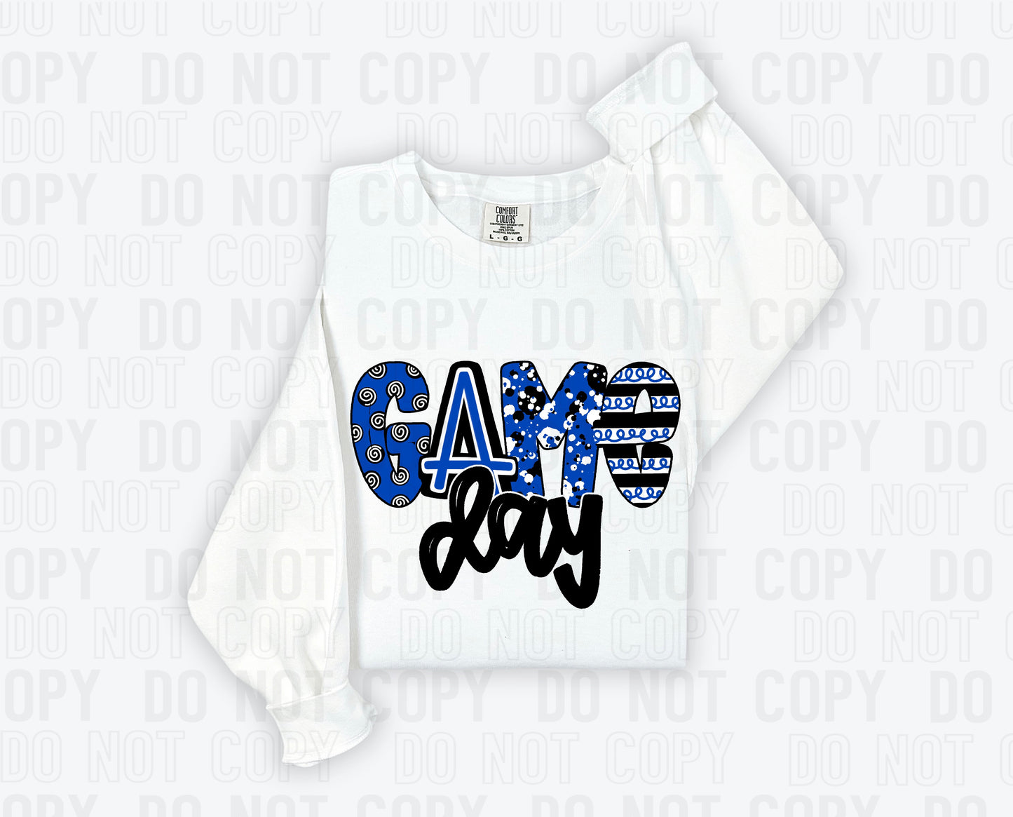 Game Day Blue Black Sports Doodle DTF Transfer
