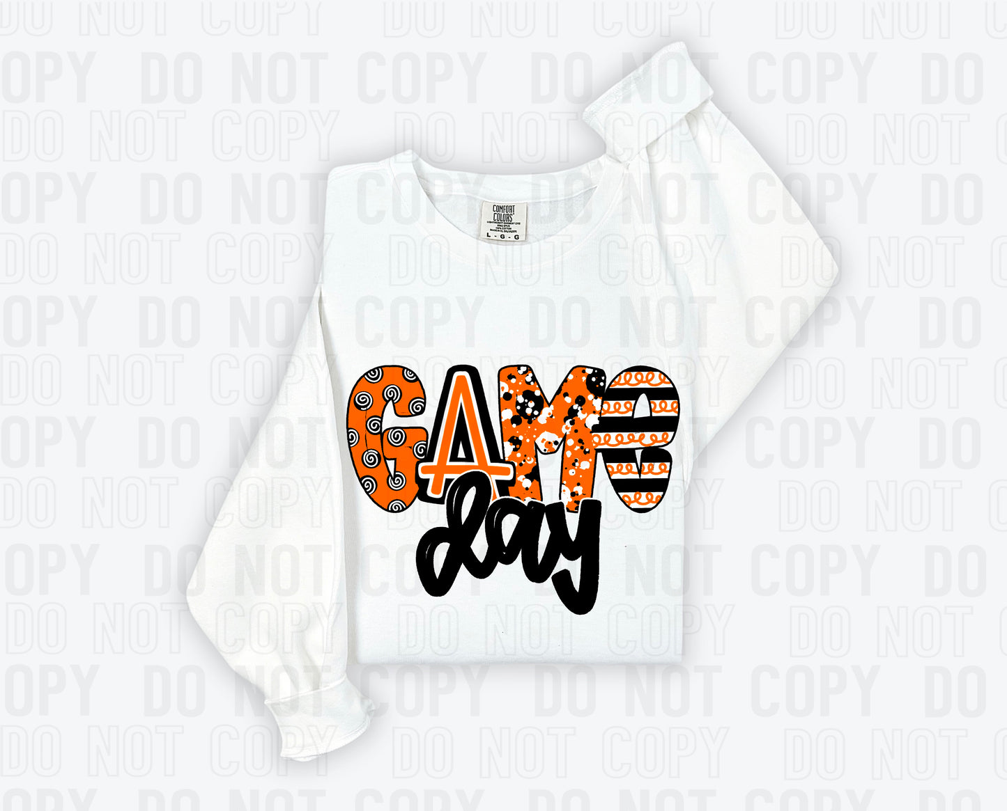 Game Day Orange Black Sports Doodle DTF Transfer