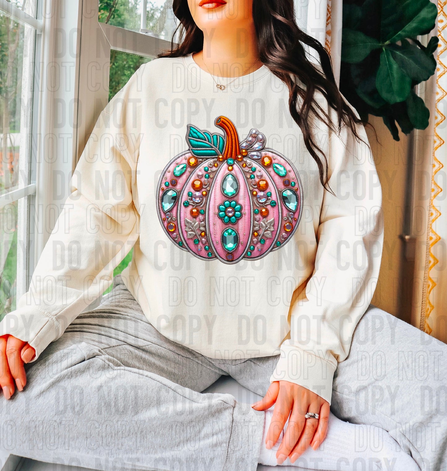 Bright Pumpkin Rhinestones DTF Transfer