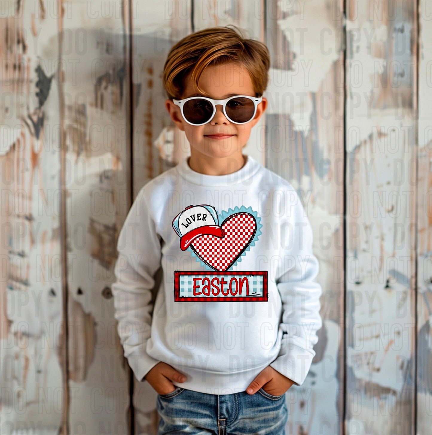 Valentine's Day Heart (Boy) Custom/Name Personalized Name Plate DTF Transfer