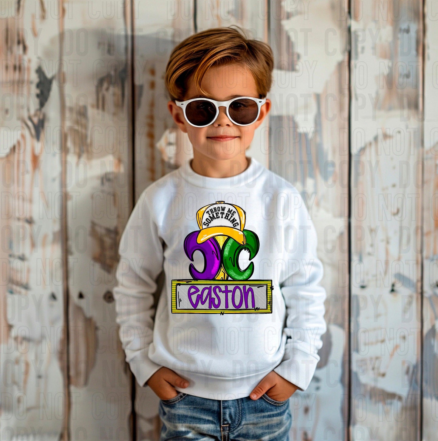 Fleur De Lis Patch With Hat (Boy) Custom/Name Personalized Name Plate DTF Transfer