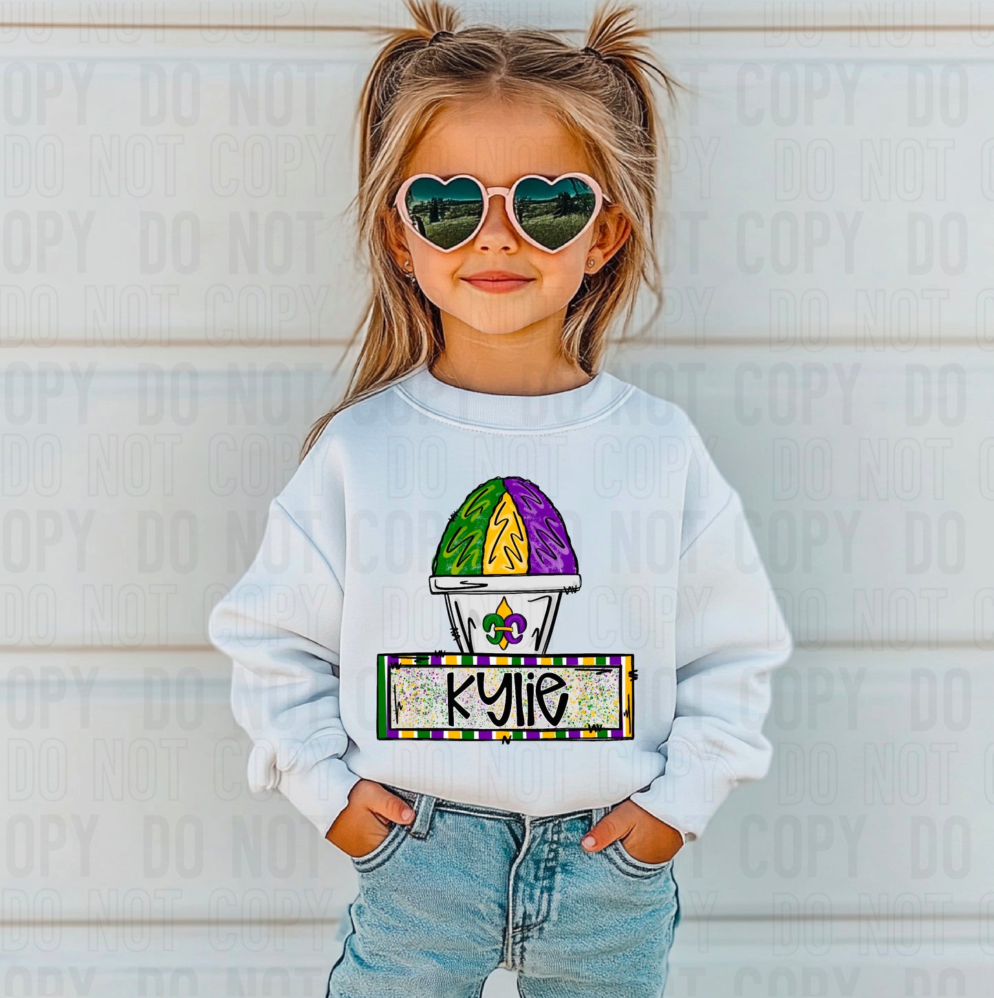 Mardi Gras Snowcone (Neutral) Custom/Name Personalized Name Plate DTF Transfer