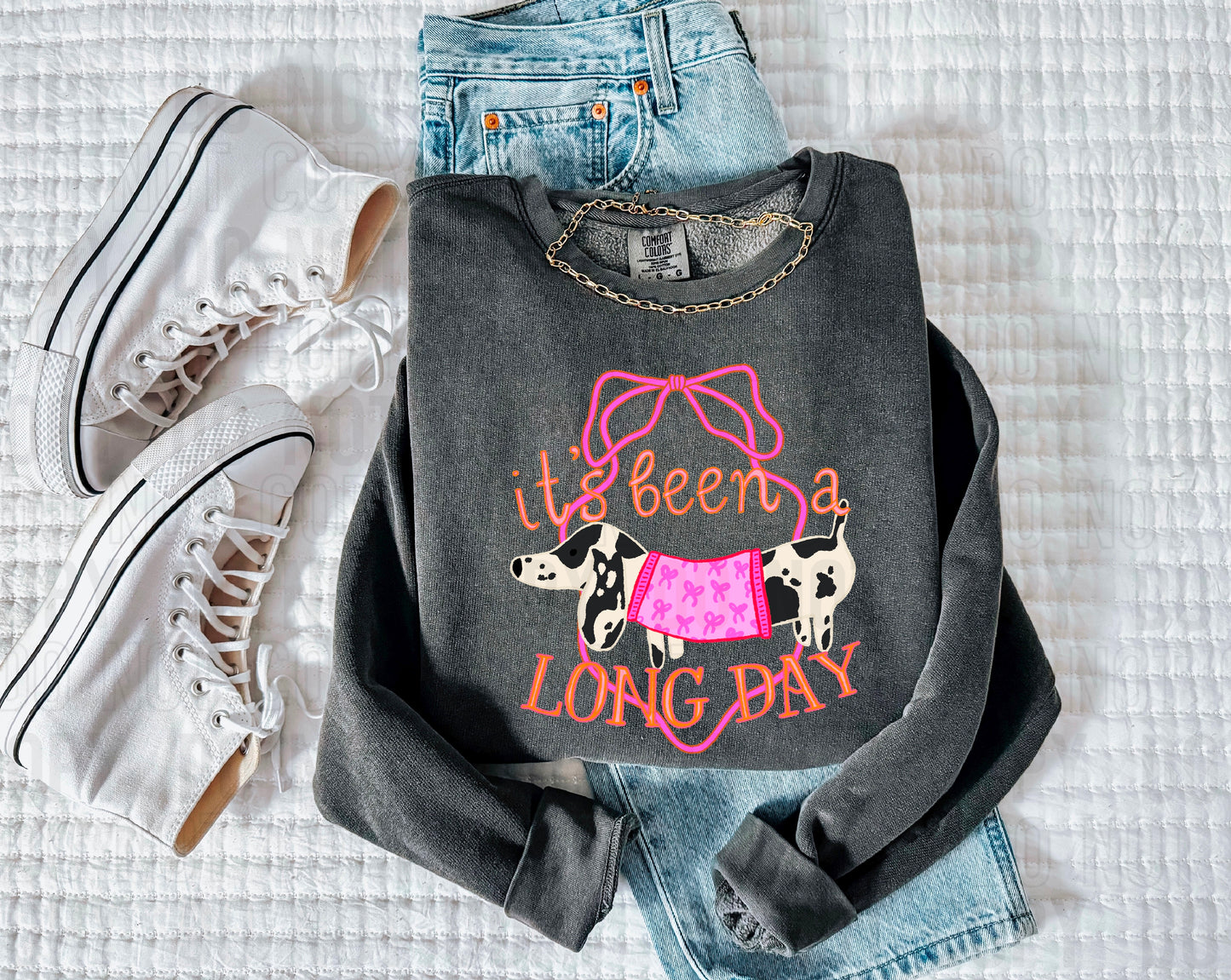 It's Been A Long Day Black/White Dog DTF Transfer