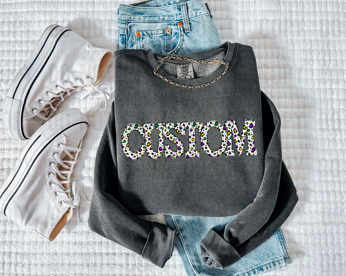 Mardi Gras Leopard Custom/Name Personalized DTF Transfer