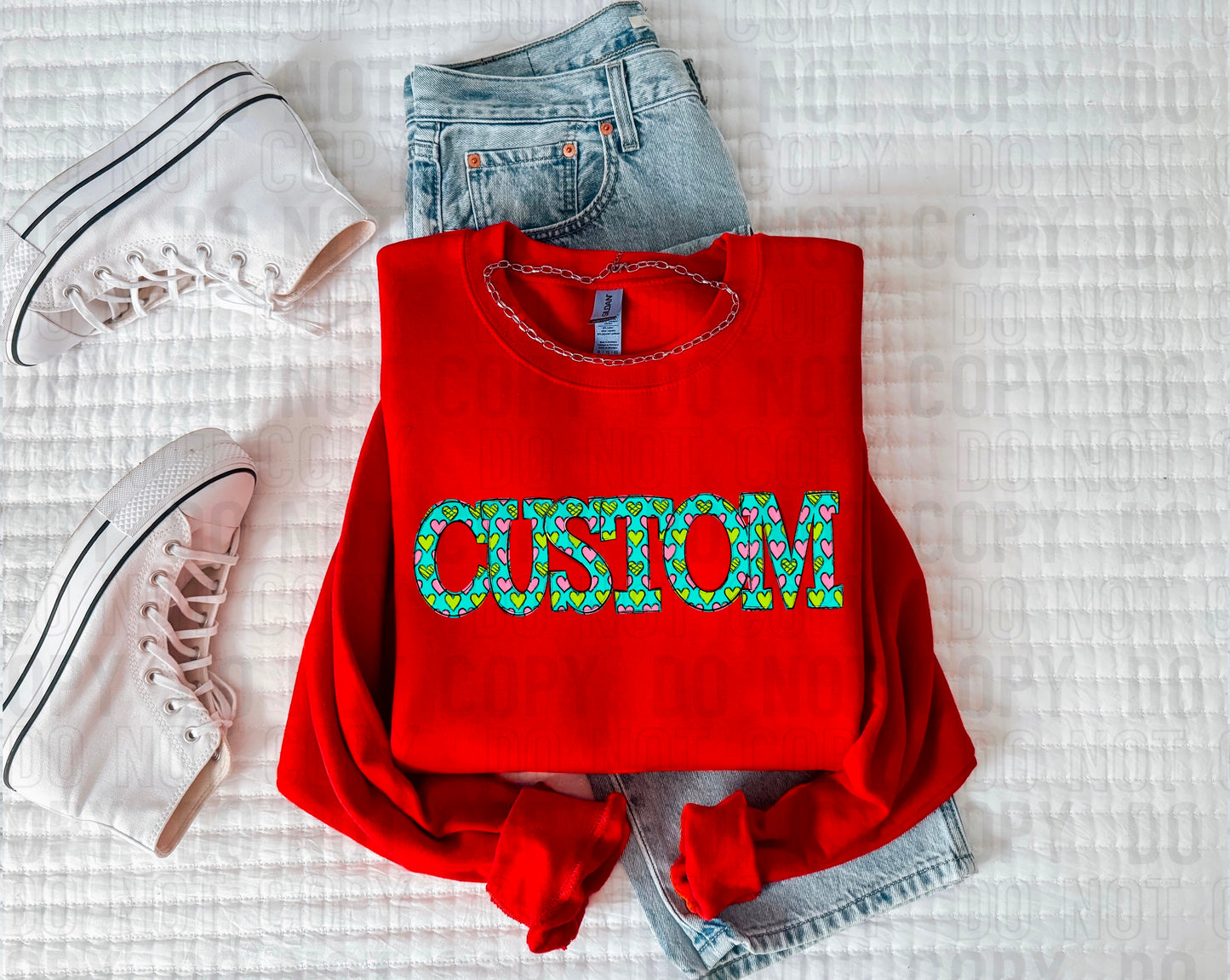 Neon Hearts Custom/Name Personalized DTF Transfer