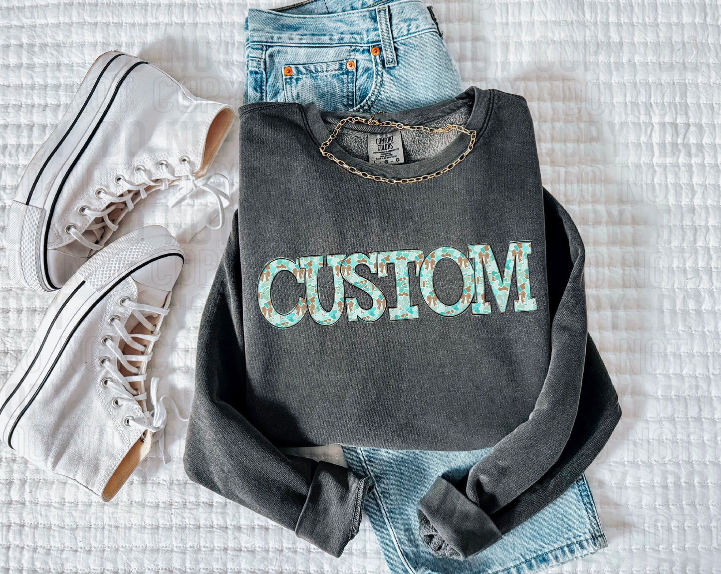 Camo Mint Bows Custom/Name Personalized DTF Transfer