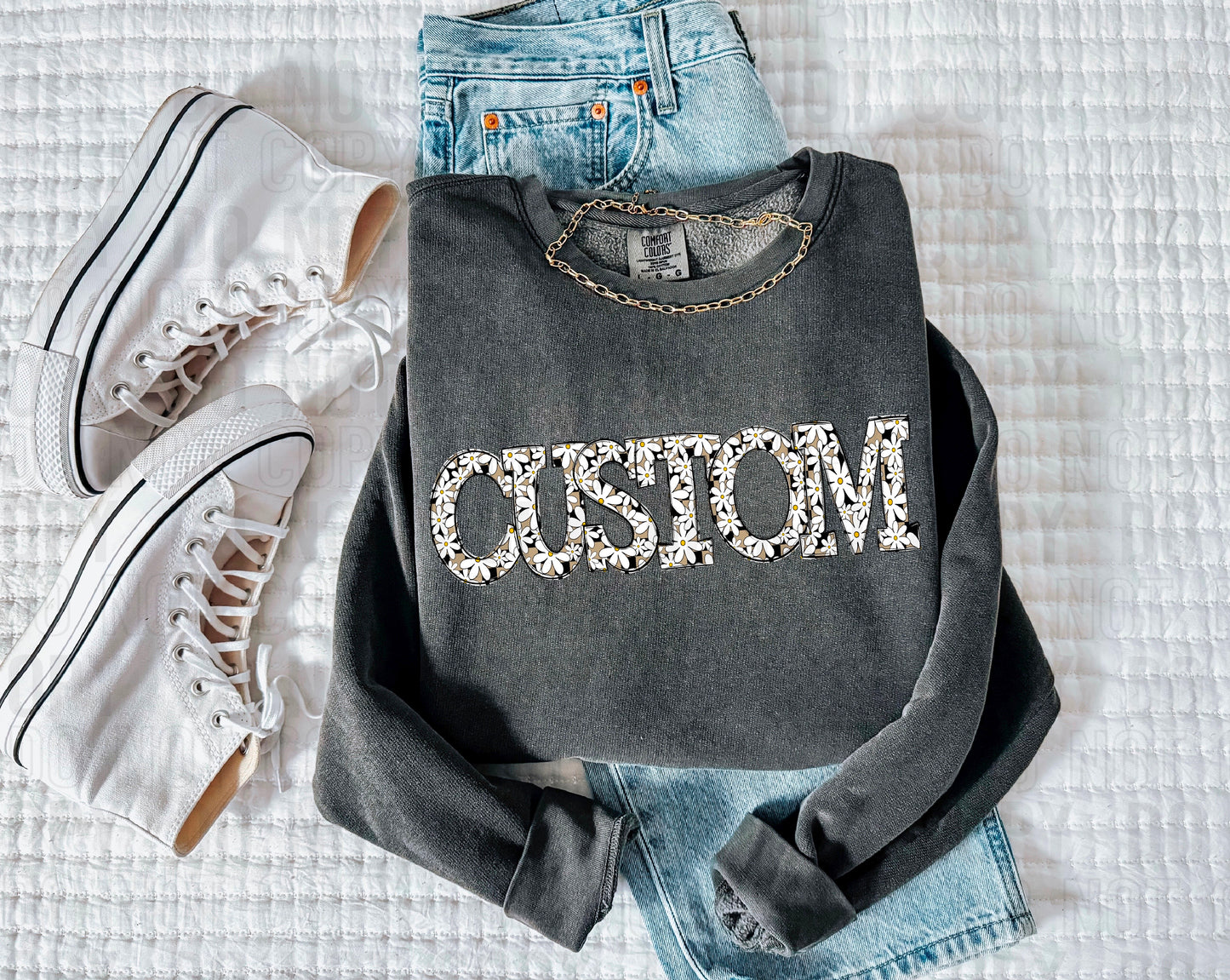 Daisy Check Black Custom/Name Personalized DTF Transfer