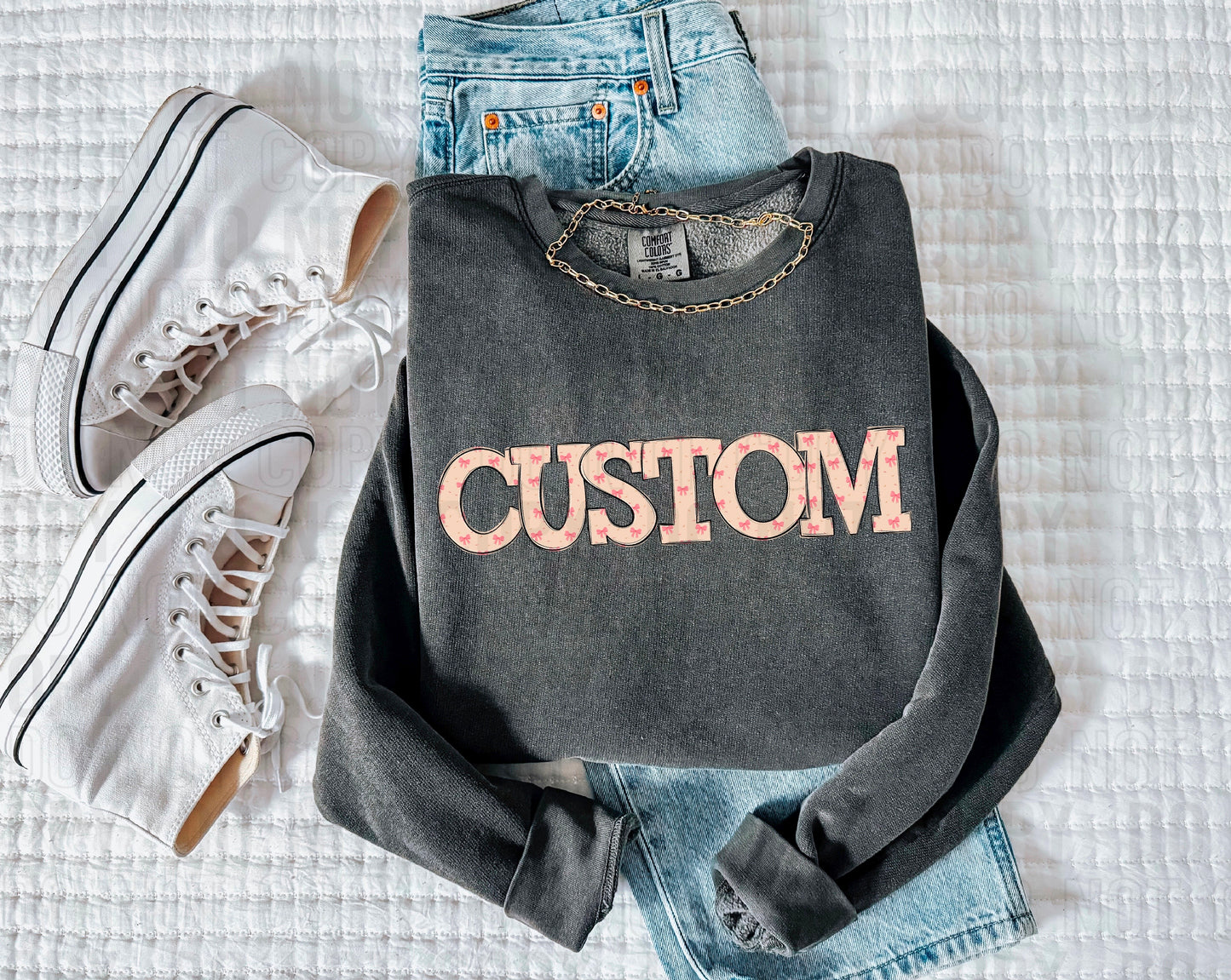 Tan Coquette Bows Custom/Name Personalized DTF Transfer