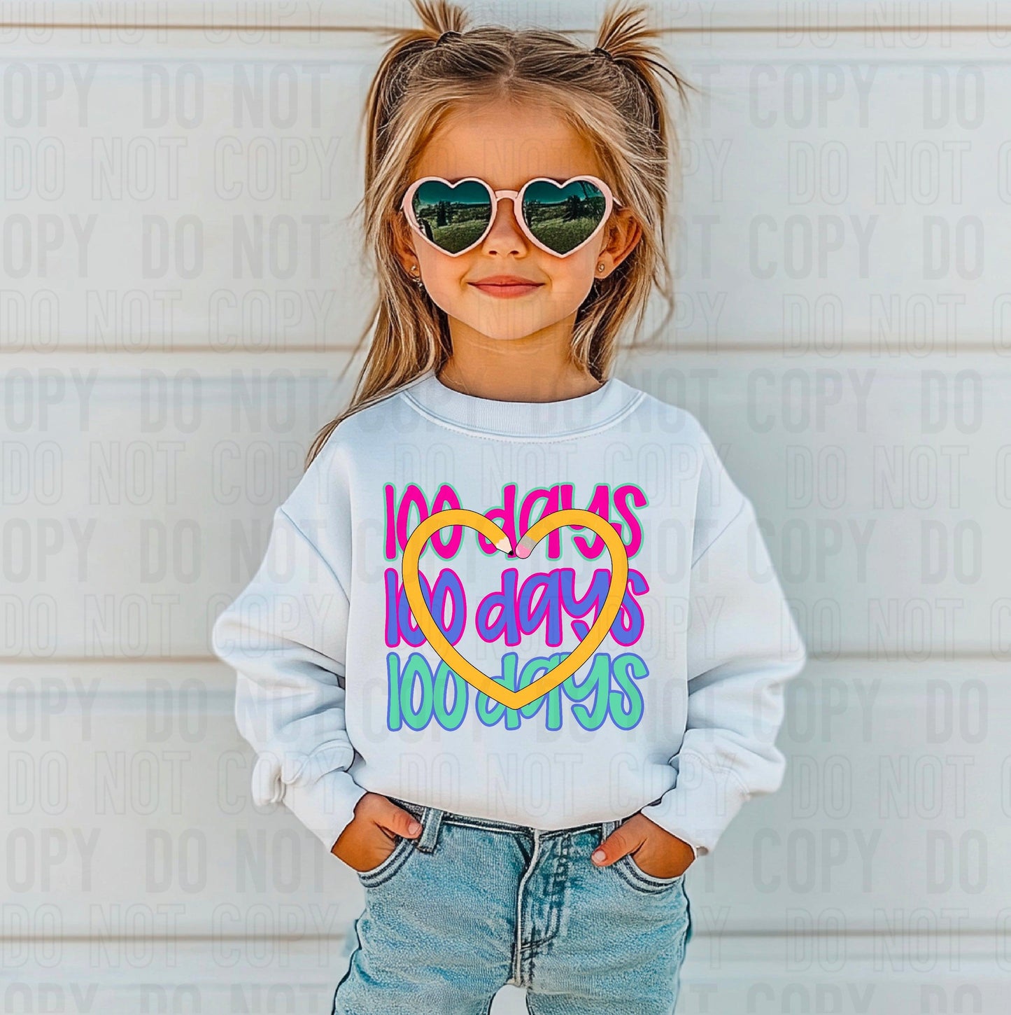 100 Days Pencil Heart DTF Transfer