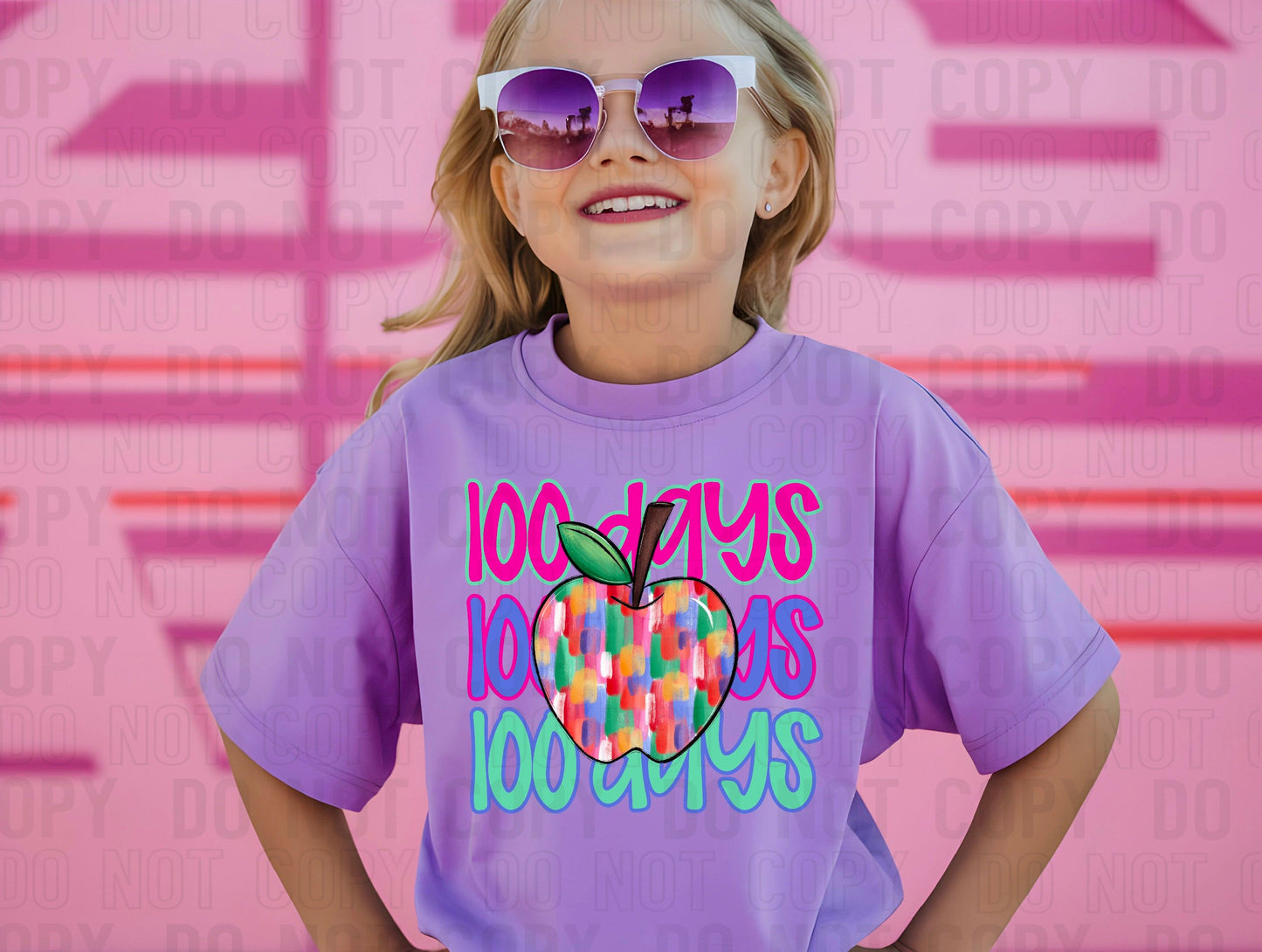 Brushstroke Apple 100 Days Stack DTF Transfer