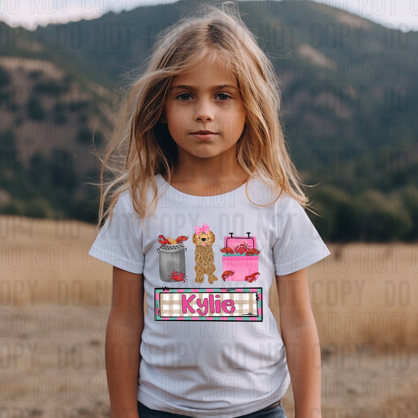 Golden Doodle Crawfish (Girl) Custom/Name Personalized Name Plate DTF Transfer