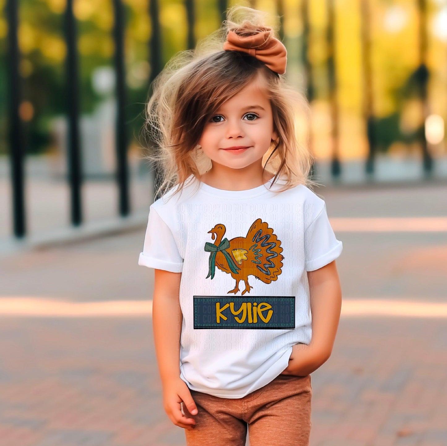 Turkey Plaid (Girl) With Name Plate Personalized DTF Transfer
