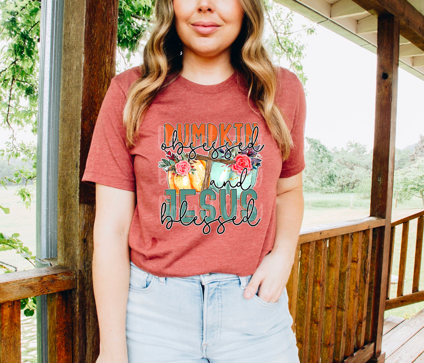 Pumpkin Obsessed and Jesus Blessed DTF Transfer