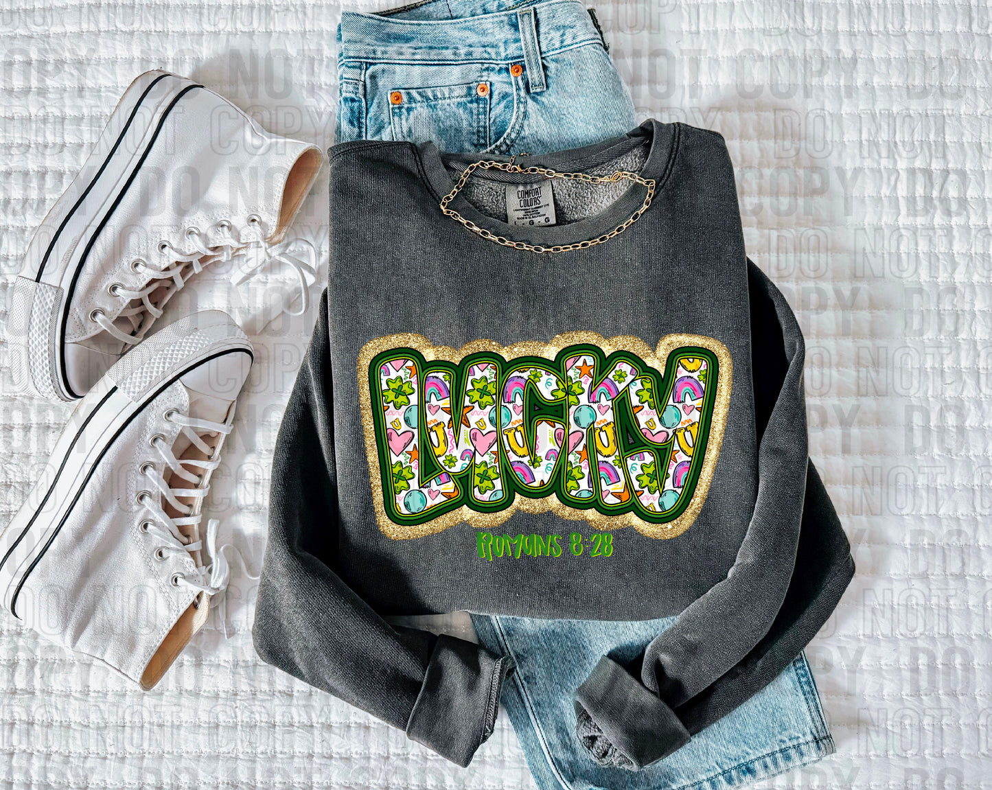 Lucky Gold Outline DTF Transfer