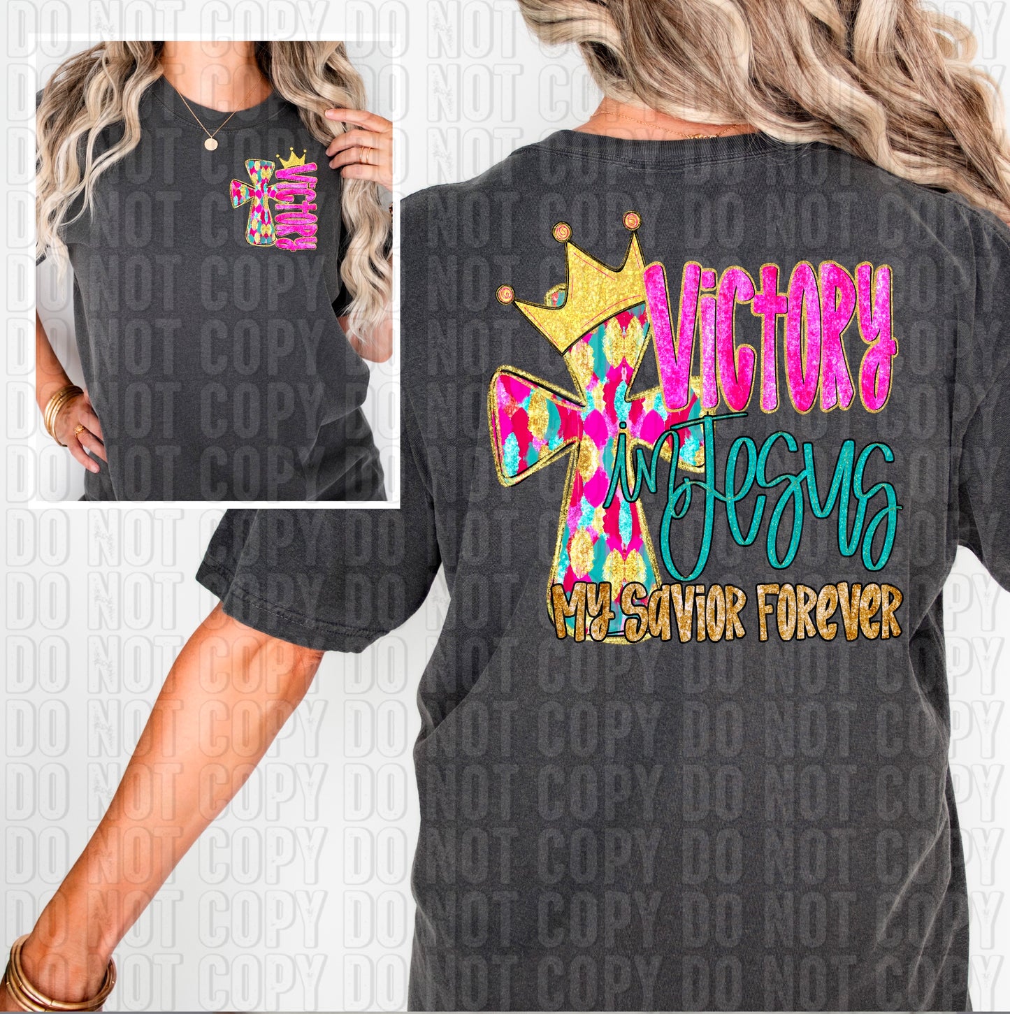 Victory In Jesus Front/Back DTF Transfer