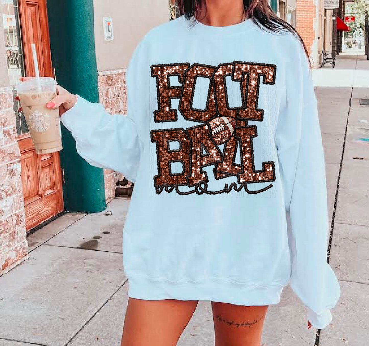 Football Mom Sequined Faux DTF Transfer