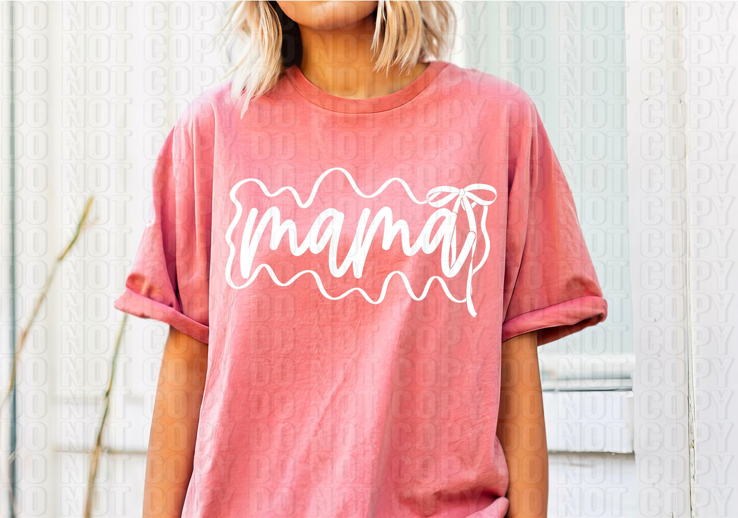 Mama Bow White Font DTF Transfer