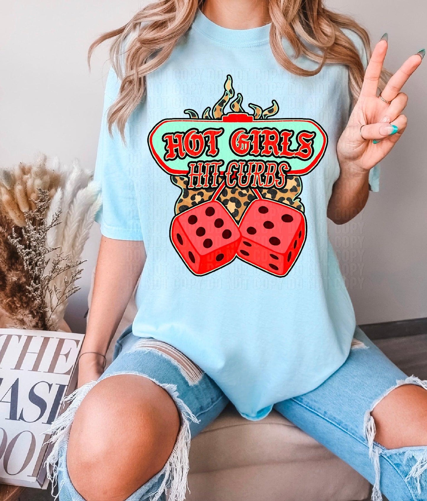 Hot Girls Hit Curbs Red DTF Transfer