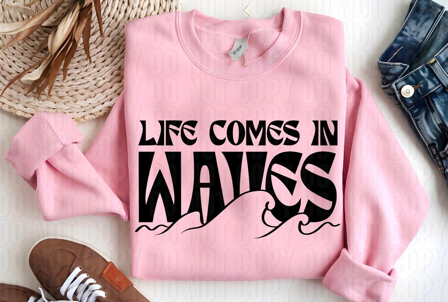 Life Comes In Waves Black DTF Transfer