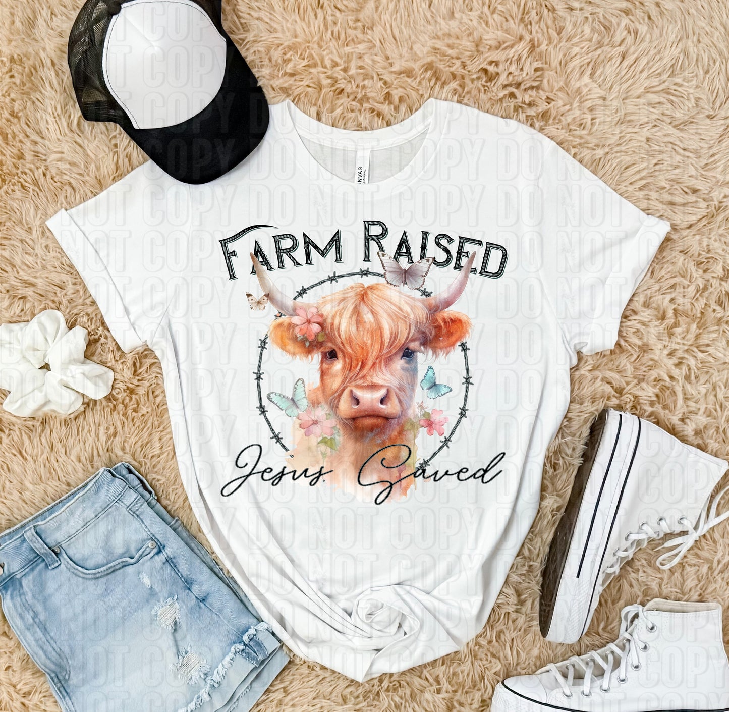 Farm Raised Jesus Saved DTF Transfer