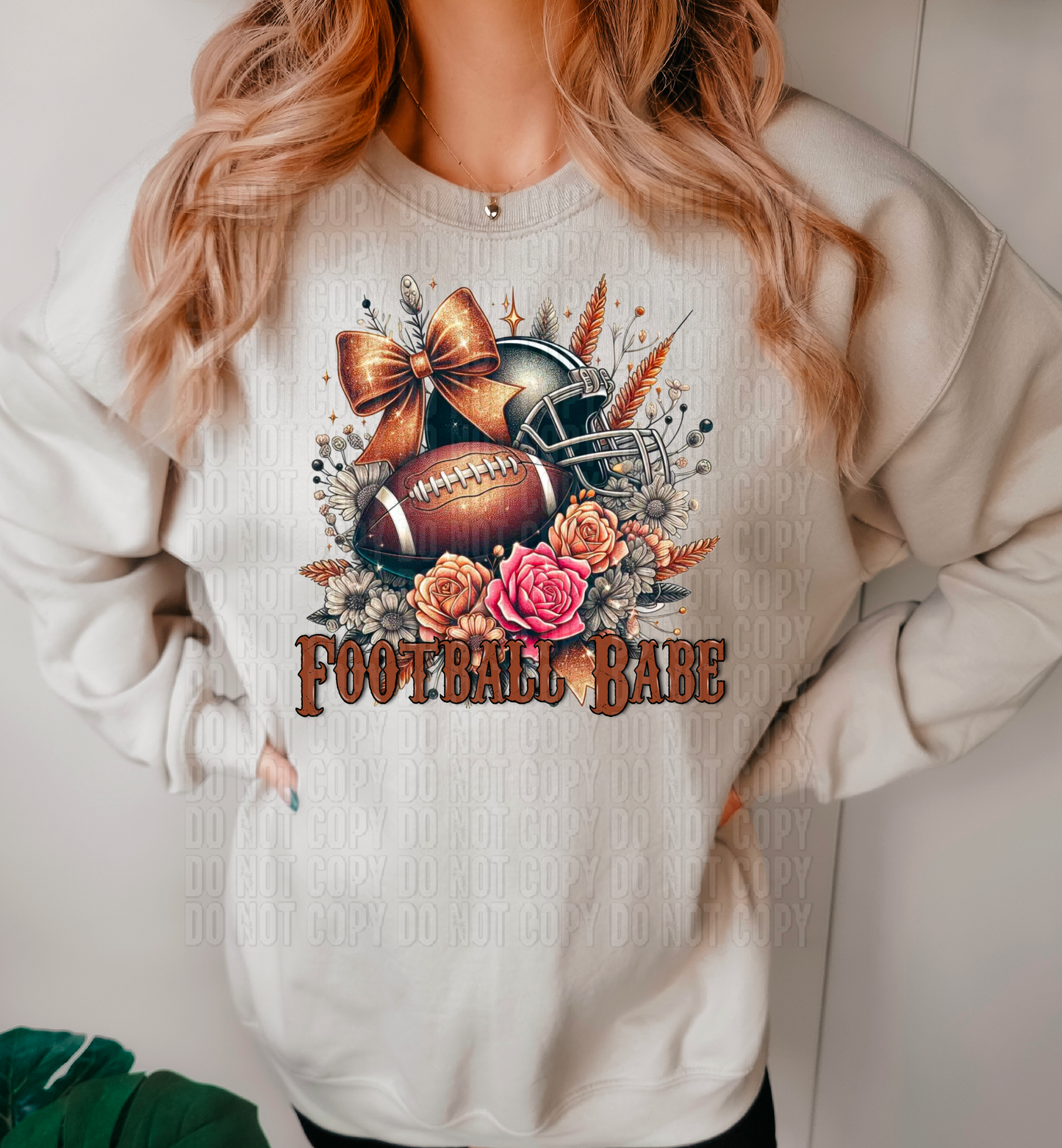 Football Babe Gold Floral DTF Transfer