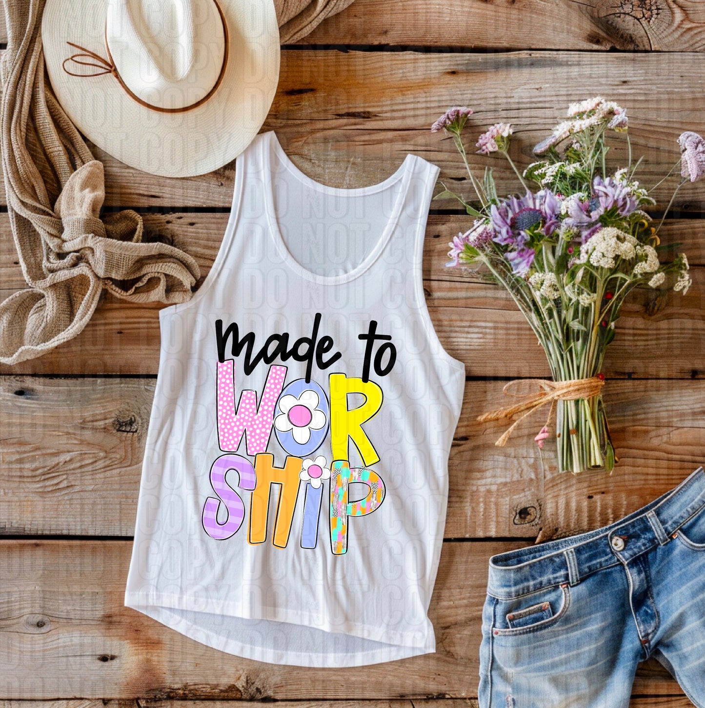 Made To Worship - Spring Doodle DTF Transfer