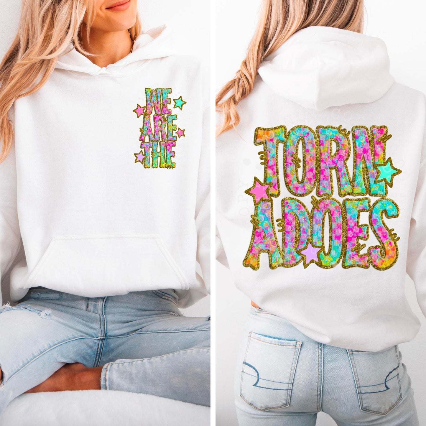 Tornadoes Star Neon Checker Mascot Front/Back DTF Transfer