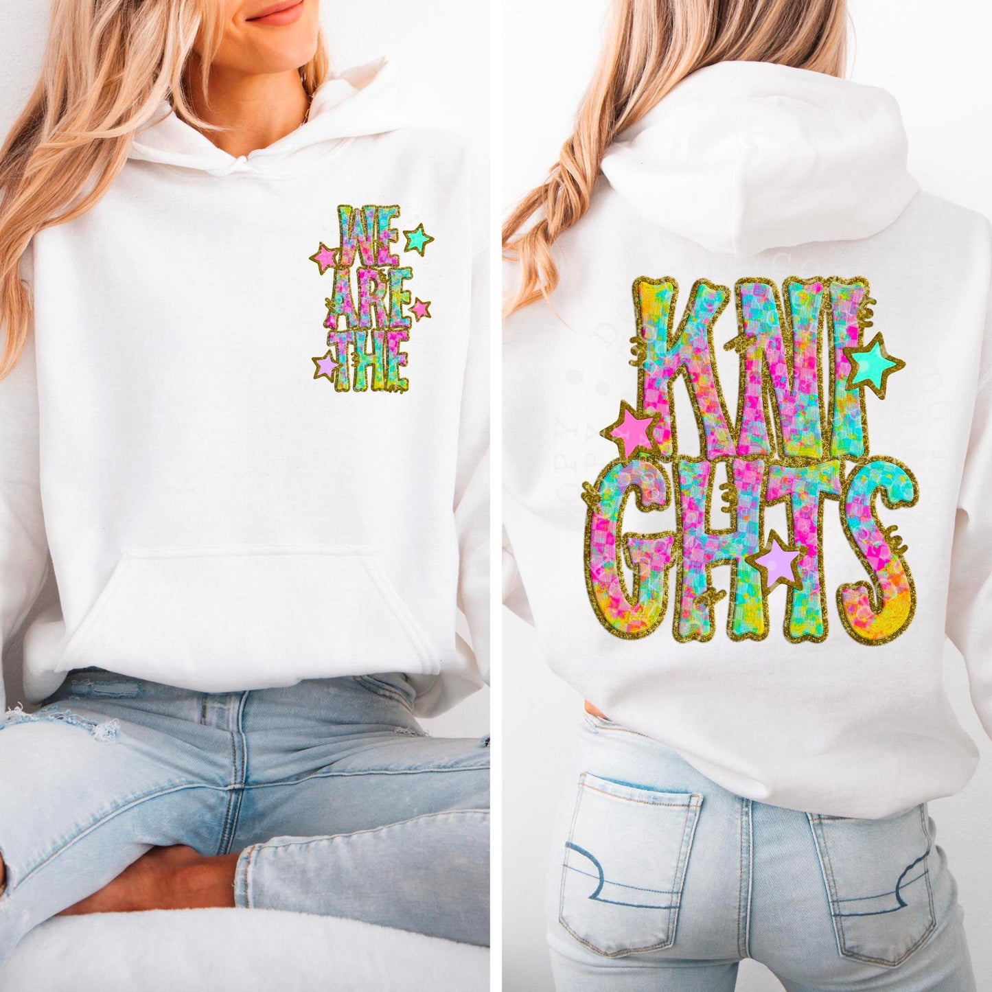 Knights Star Neon Checker Mascot Front/Back DTF Transfer