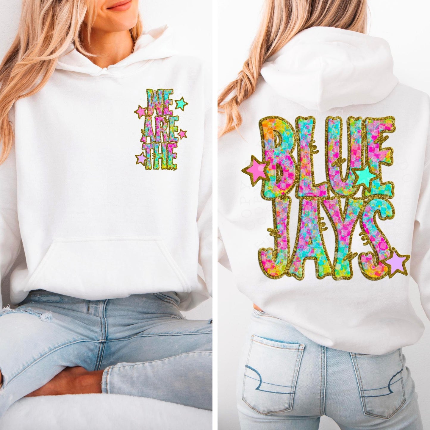 Blue Jays Star Neon Checker Mascot Front/Back DTF Transfer