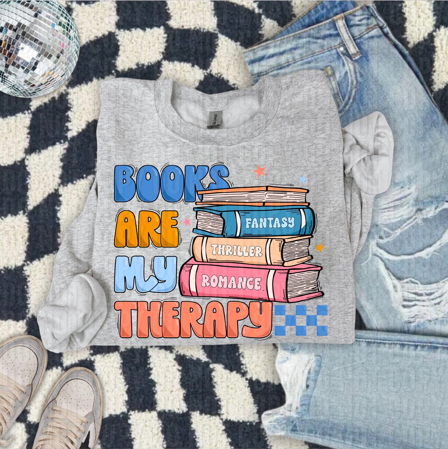 Books Are My Therapy DTF Transfer