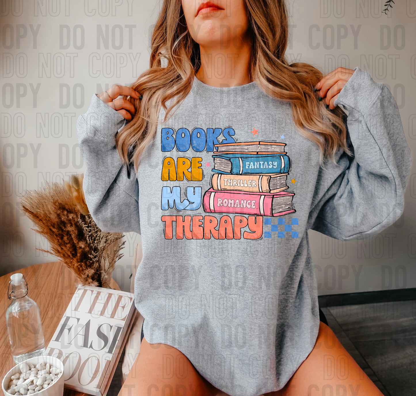 Books Are My Therapy Grunge DTF Transfer
