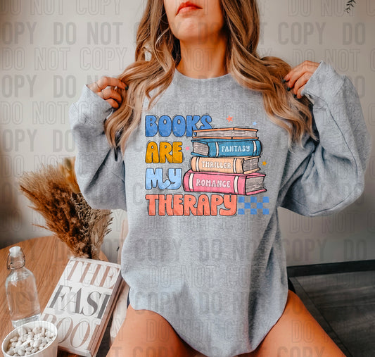 Books Are My Therapy Grunge DTF Transfer