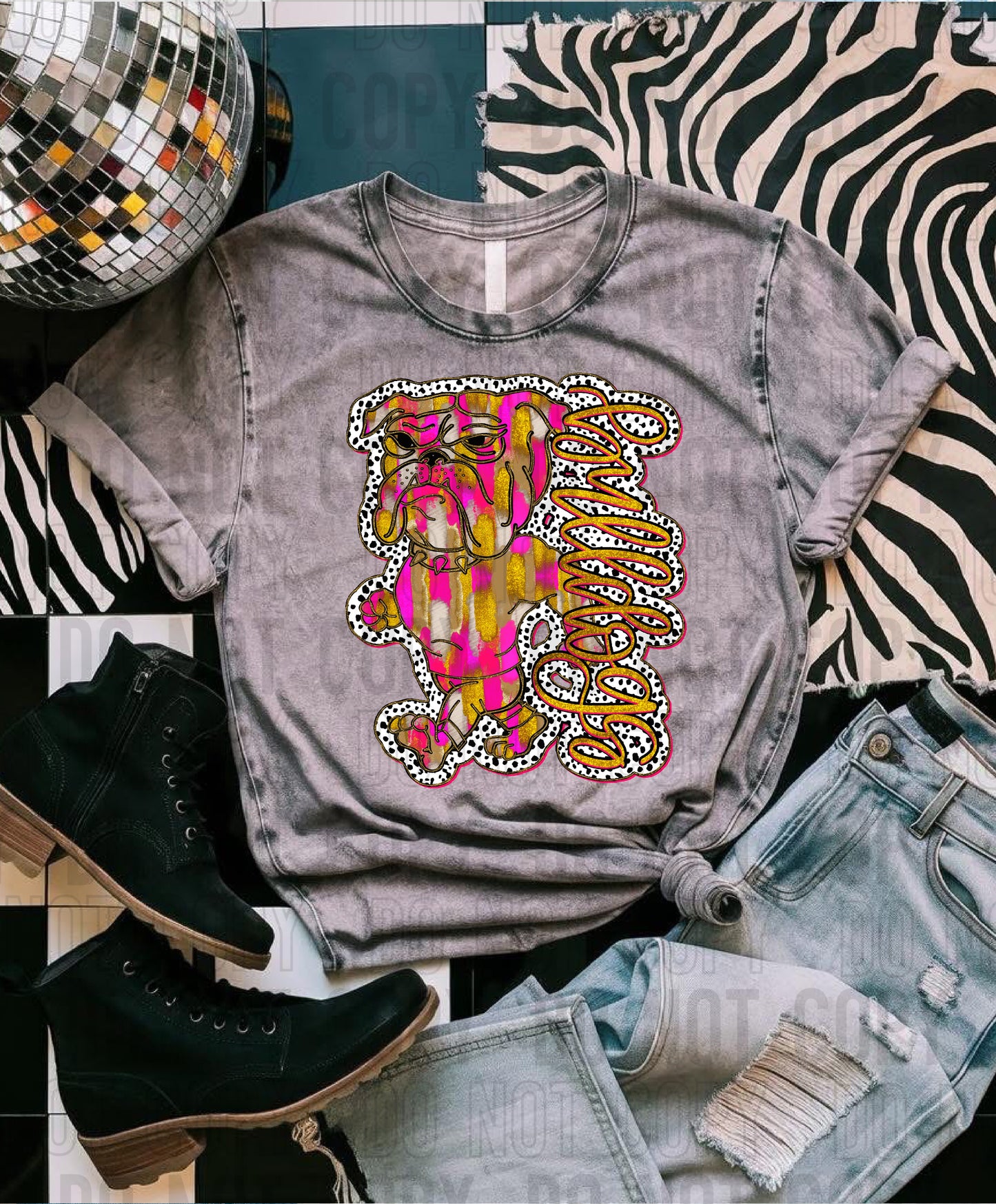 Bulldogs Pink Gold Mascot DTF Transfer