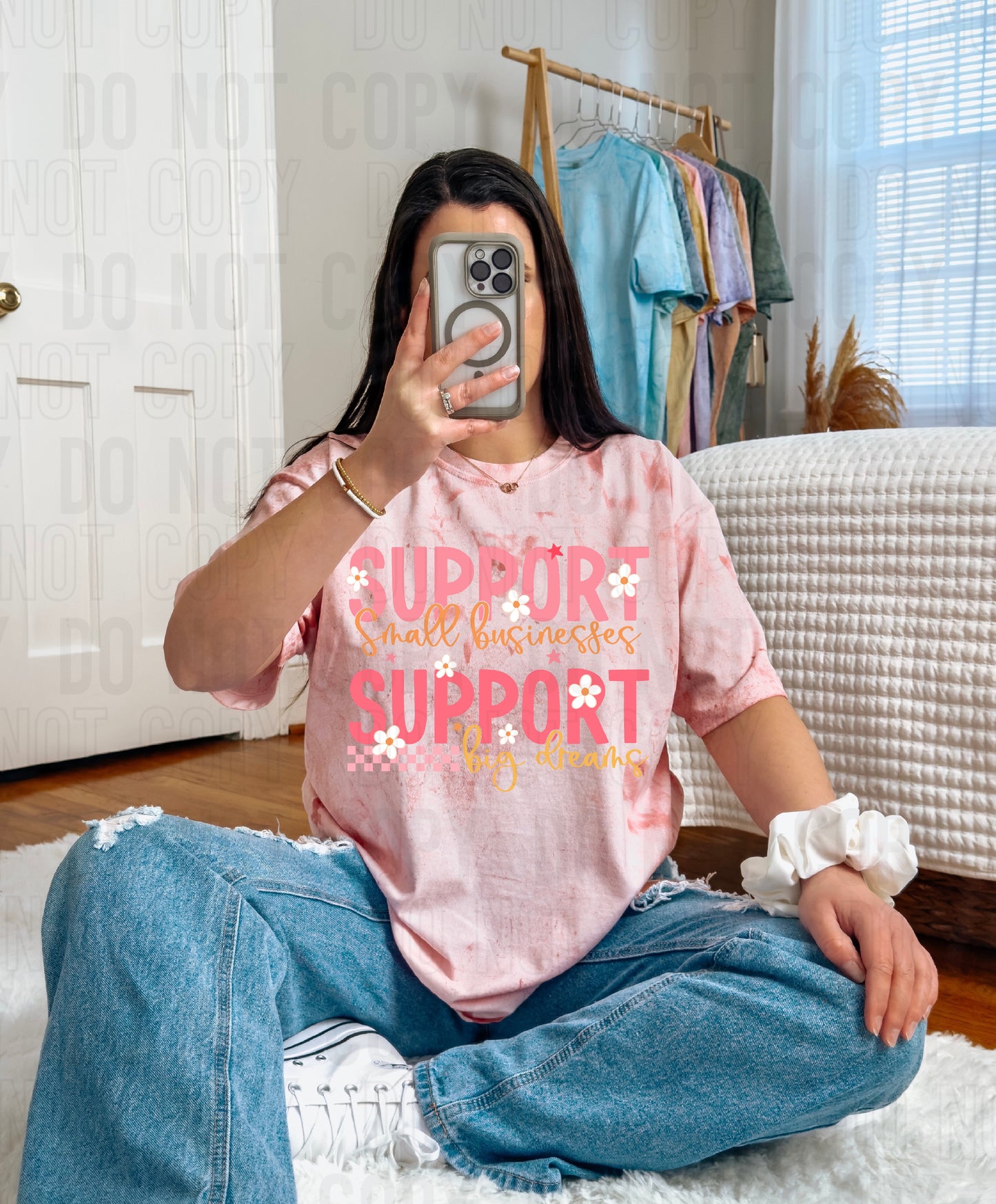 Support Small Businesses Pink DTF Transfer