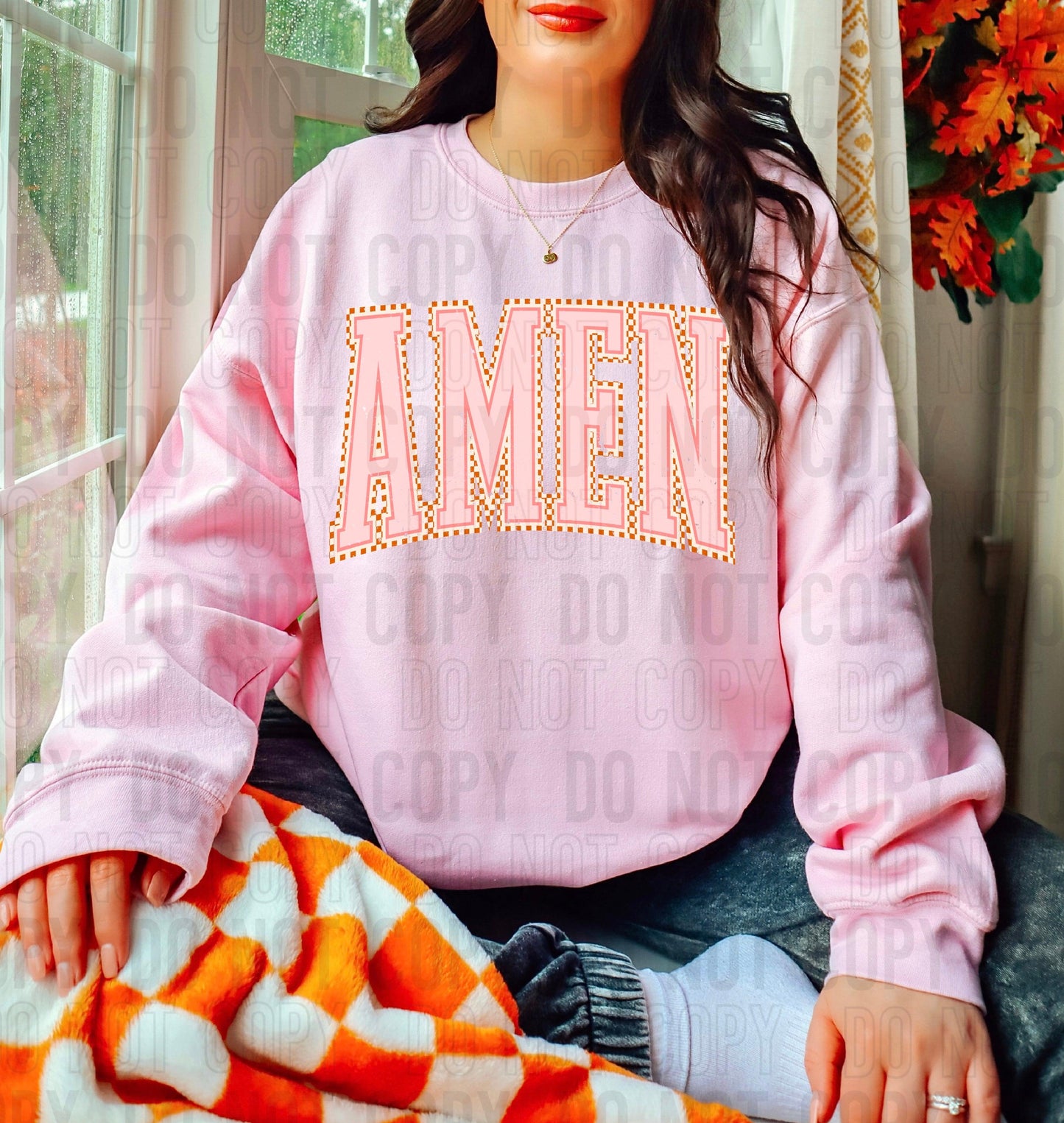 Amen Pink Orange Grunge DTF Transfer
