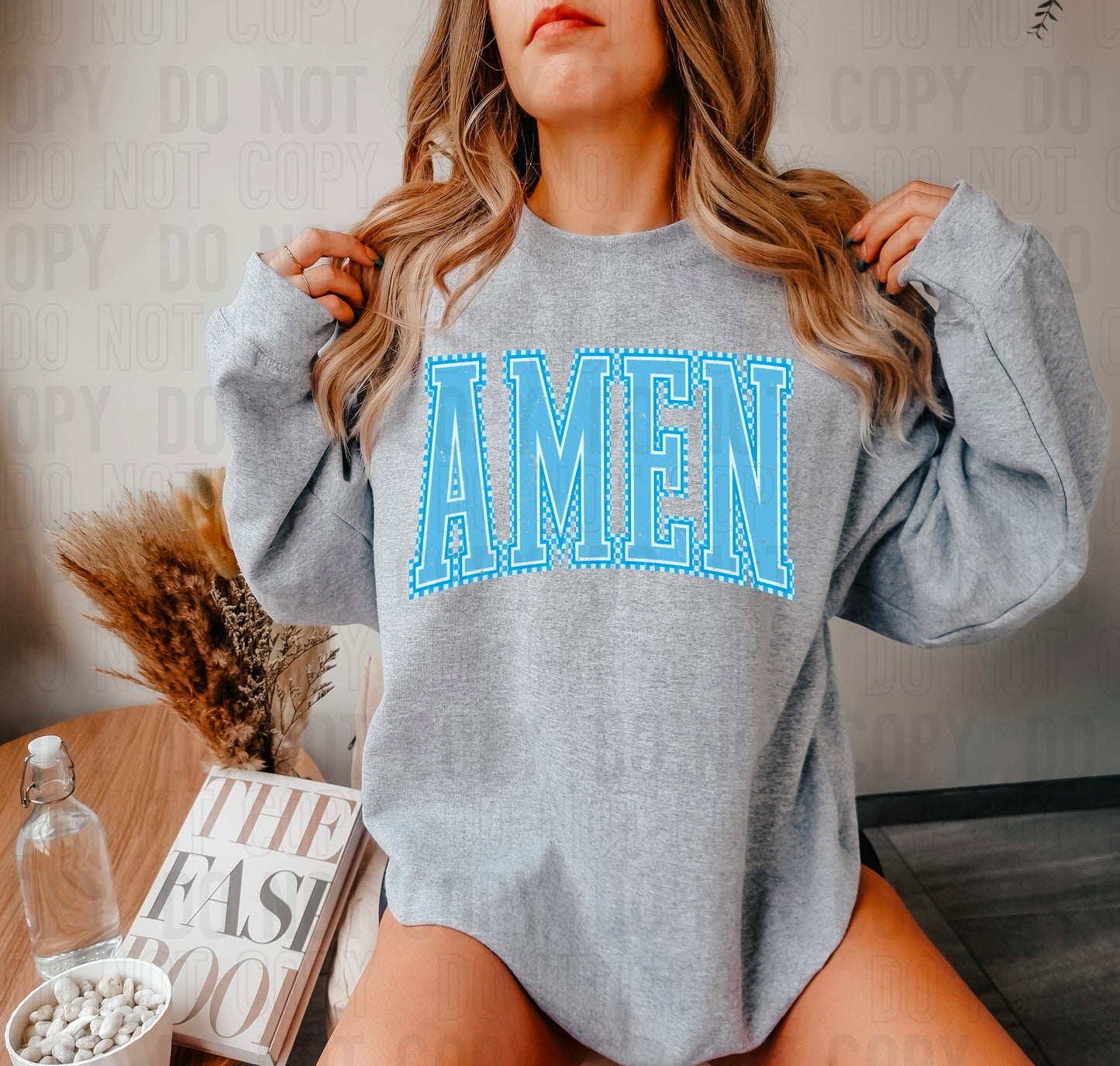 Amen Blue Grunge DTF Transfer